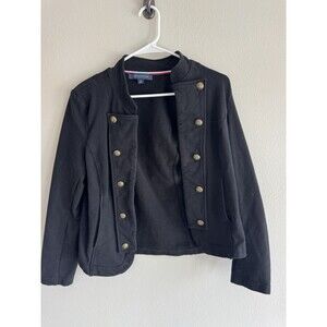 Tommy Hilfiger Black Women's Military Style Button Jacket Size L